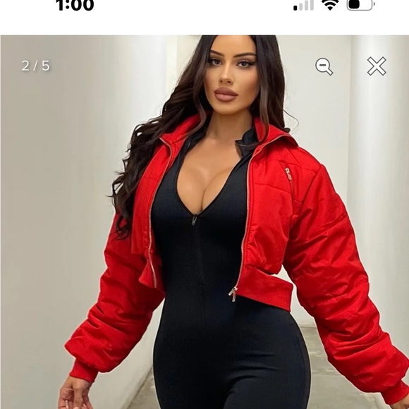 1019 FASHION NOVA RED CROPPED JACKET - Picture 4 of 5